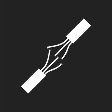 High voltage power cable. Electric cable vector icon on black background. Stockillustratie