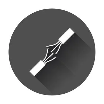 High voltage power cable. Electric cable vector icon with long shadow. 스톡 일러스트