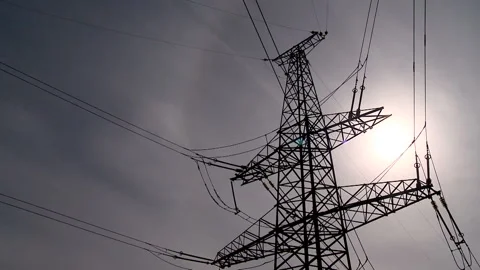 High voltage power generating transmission tower Stock Footage 104198313