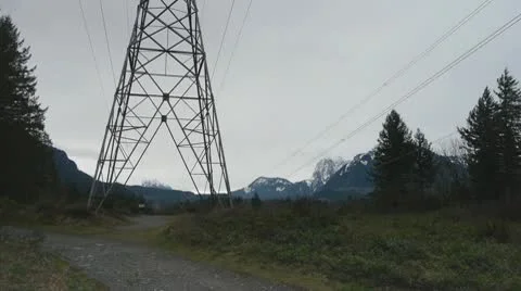 High voltage power line and mountains on background. Stock Footage 10609350