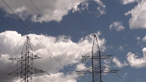 High-voltage power line Stock Footage 88811293