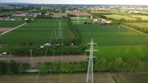 High voltage power line 스톡 동영상 154830834