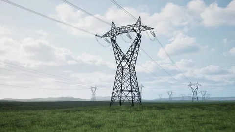 High voltage power line Stock Footage 266297153