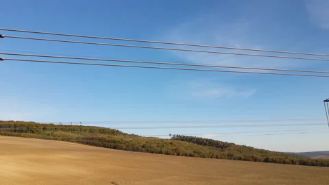 High voltage power line with insulation divider of electric power wires for safe Video stock 169326964
