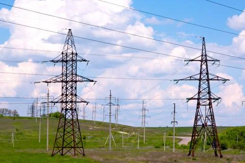 High voltage power line Stock Photos
