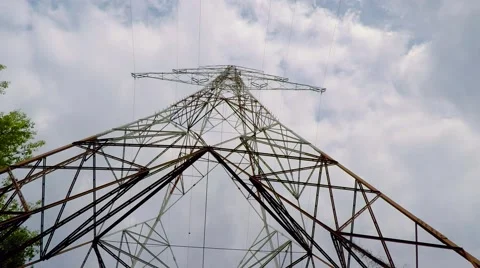 High voltage power line pylon Stock Footage 50529680