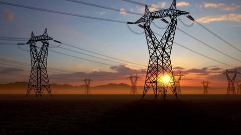 High voltage power line pylon Stock Footage 82776298