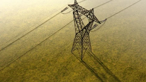 High voltage power line pylon Video stock 116436203