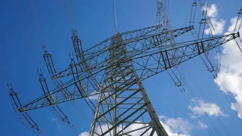 High voltage power line. time lapse Vídeos de archivo 154174819