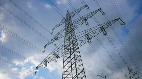 High voltage power line. time lapse Vídeos de archivo 154174934