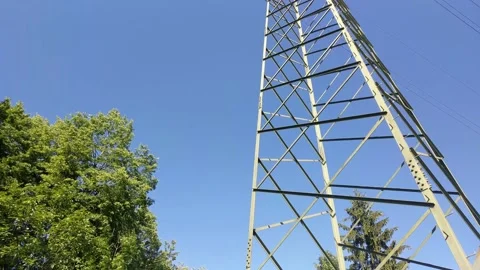 High voltage power line tower Stock Footage 133561560