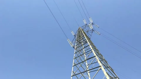 High voltage power line tower Stock Footage 134462604