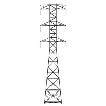 A high-voltage power line tower on a white background. Isolate. Stock Illustration