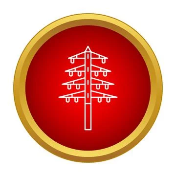 High voltage power line tower icon symbolizing electricity Stock Illustration
