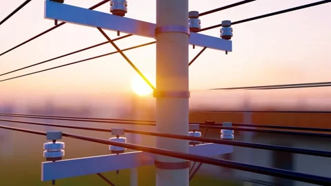 High-voltage power line towers transmit electricity in rural mountainous are Stock Footage 288172331