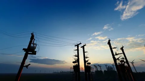 High voltage power lines and the construction of State Grid Видео 196535289