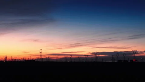 High Voltage Power Lines and Transmission Towers Stock Footage 327424187