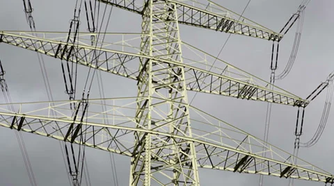 High voltage power lines Stockbeeldmateriaal 34858523