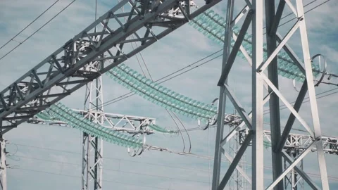 High-voltage power lines. Stock Footage 157984853