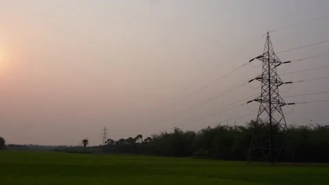 High Voltage Power Lines Stock Footage 333924685