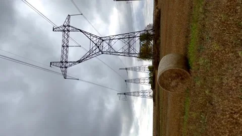 High voltage power lines, high power overhead power lines Stock Footage 253108918