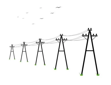 High voltage power lines Stock Illustration