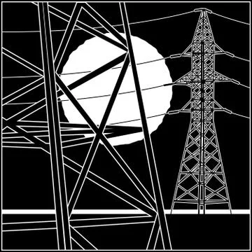 High-voltage power lines Stock Illustration