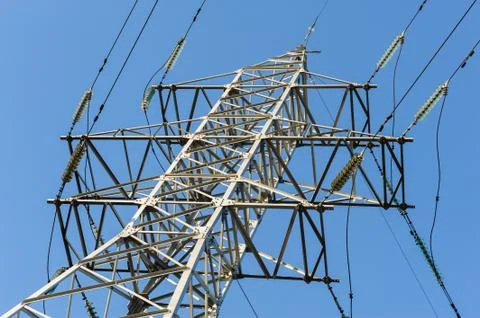 High voltage power lines Stock Photos
