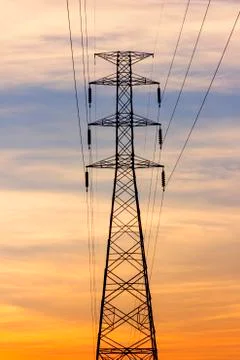 High voltage power lines Stock Photos