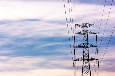 High voltage power lines Stock Photos