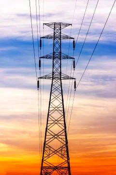 High voltage power lines Stock Photos