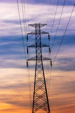 High voltage power lines Stock Photos