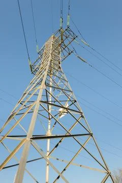 High voltage power lines Stock Photos