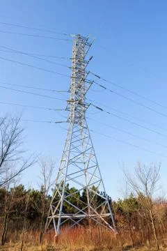 High voltage power lines Stock Photos