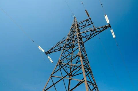 High voltage power lines Stock Photos