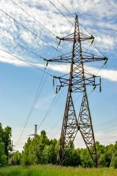 High voltage power lines Stock Photos