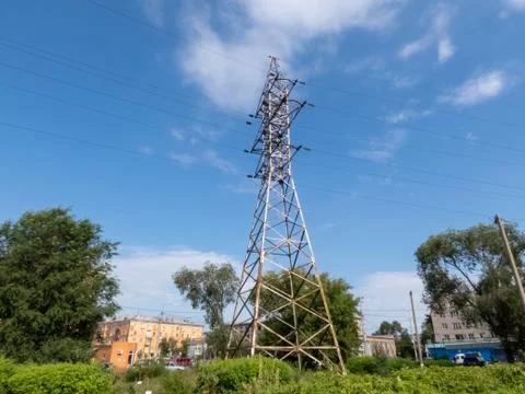 High-voltage power lines Stock Photos