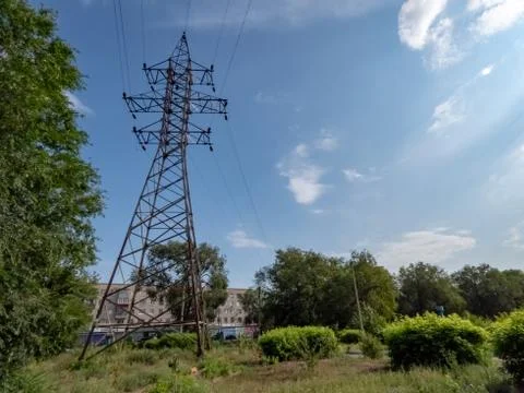 High-voltage power lines Stock Photos