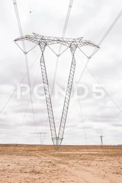 High voltage power lines Stock Photos