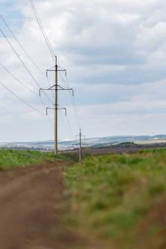 High voltage power lines Stock Photos
