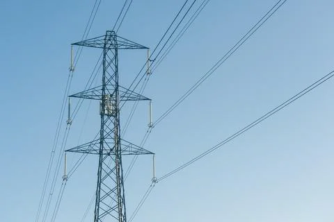High voltage power lines Stock Photos