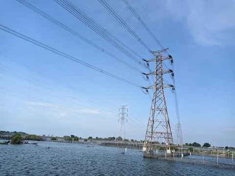 High voltage power lines Stock Photos