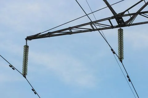 High voltage power lines Stock Photos