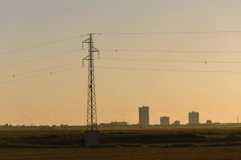 High voltage power lines 写真素材