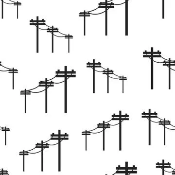 High voltage power lines seamless pattern background. Business flat vector il Stock Illustration
