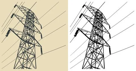 High voltage power pole Stock Illustration