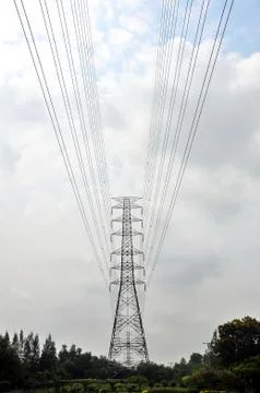 High voltage power pole Stock Photos