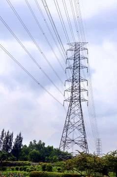 High voltage power pole Stock Photos