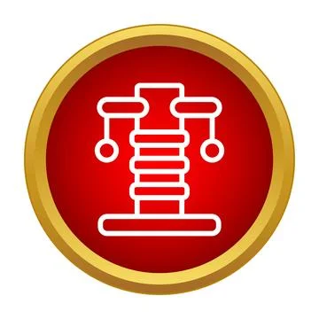 High voltage power pylon icon in red circle Stock Illustration