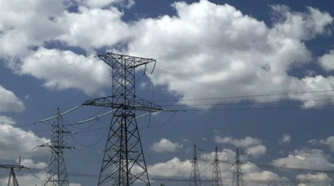 High voltage power pylons. Stock Footage 7751483